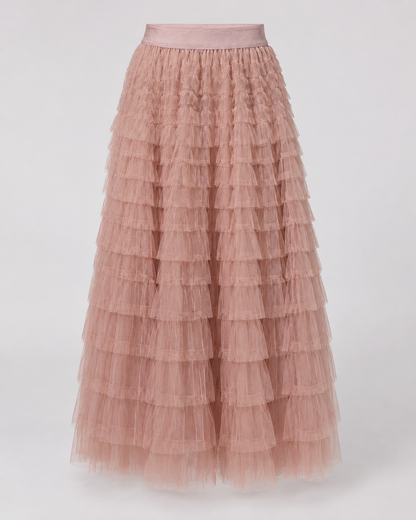 Tulle Maxi Skirt | Women | Layered Tulle | Elastic Waistband | Flowy A-Line Skirt | Steven & Levon