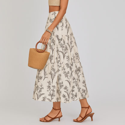 Women's Midi Skirt | Women | High-Waisted | Flowy A-Line | Casual Everyday Skirt | Steven & Levon