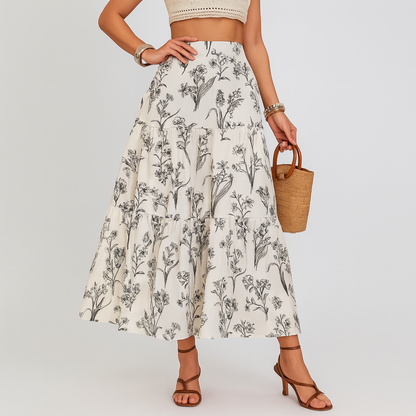 Women's Midi Skirt | Women | High-Waisted | Flowy A-Line | Casual Everyday Skirt | Steven & Levon