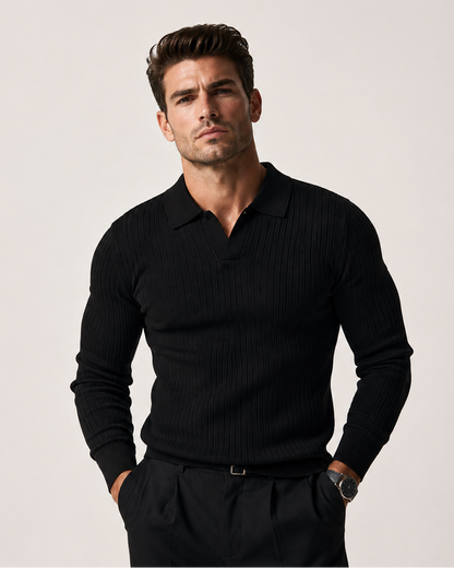 Men's Open Placket Polo Shirt | Breathable Polyester Fabric | Short Sleeve Casual Collared Top | Steven & Levon