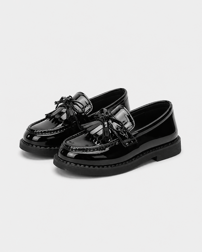 Girls Patent Leather Loafers | Tassel School Dress Shoes | Slip-On Party Shoes | Steven & Levon