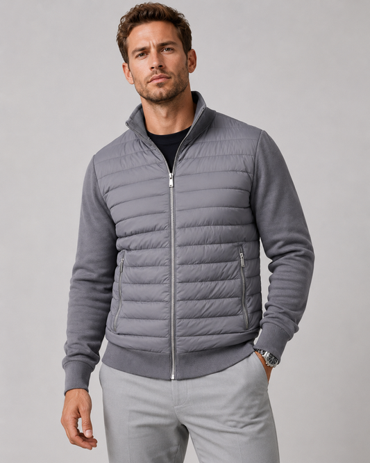 Men's Quilted Bomber Jacket | Zip Front | Lightweight Casual Outerwear | Steven & Levon