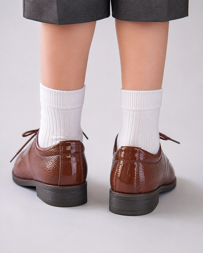 Kids Leather Oxford Shoes | Lace-Up Formal School Shoes | Smart Uniform Shoes | Steven & Levon