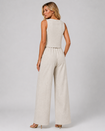 Women's Jumpsuit | Button Detail | Elegant One-Piece Outfit | Smart Casual Occasionwear | Steven & Levon