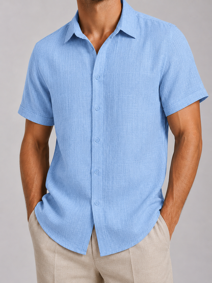 Men's Linen Short Sleeve Shirt | Men | Linen Blend | Breathable Lightweight Summer Button-Up | Steven & Levon