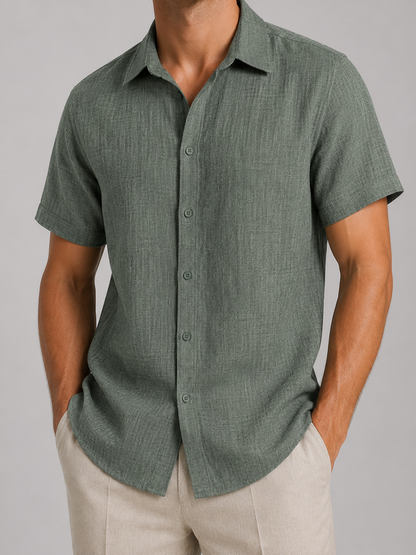 Men's Linen Short Sleeve Shirt | Men | Linen Blend | Breathable Lightweight Summer Button-Up | Steven & Levon