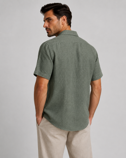Men's Linen Short Sleeve Shirt | Men | Linen Blend | Breathable Lightweight Summer Button-Up | Steven & Levon