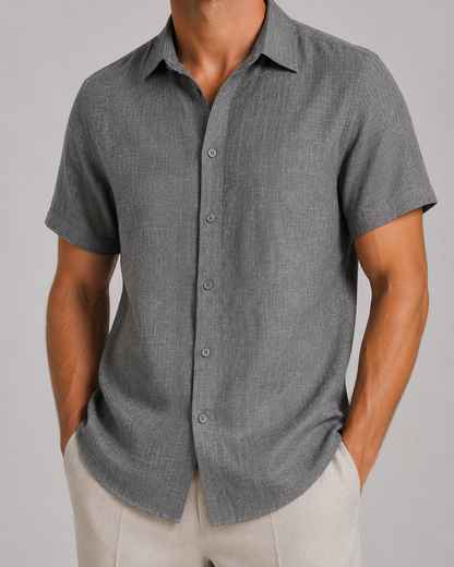 Men's Linen Short Sleeve Shirt | Men | Linen Blend | Breathable Lightweight Summer Button-Up | Steven & Levon