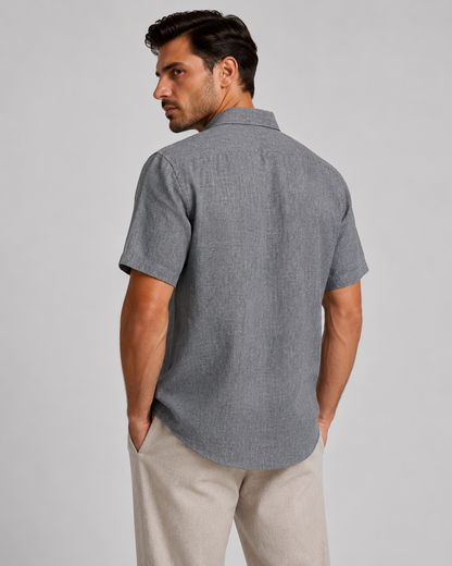 Men's Linen Short Sleeve Shirt | Men | Linen Blend | Breathable Lightweight Summer Button-Up | Steven & Levon