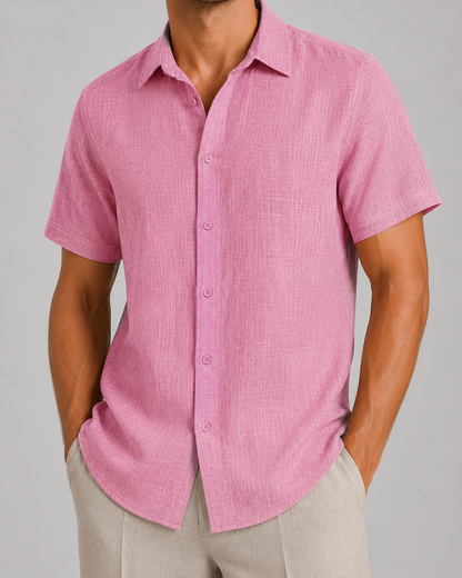 Men's Linen Short Sleeve Shirt | Men | Linen Blend | Breathable Lightweight Summer Button-Up | Steven & Levon