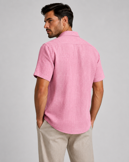 Men's Linen Short Sleeve Shirt | Men | Linen Blend | Breathable Lightweight Summer Button-Up | Steven & Levon