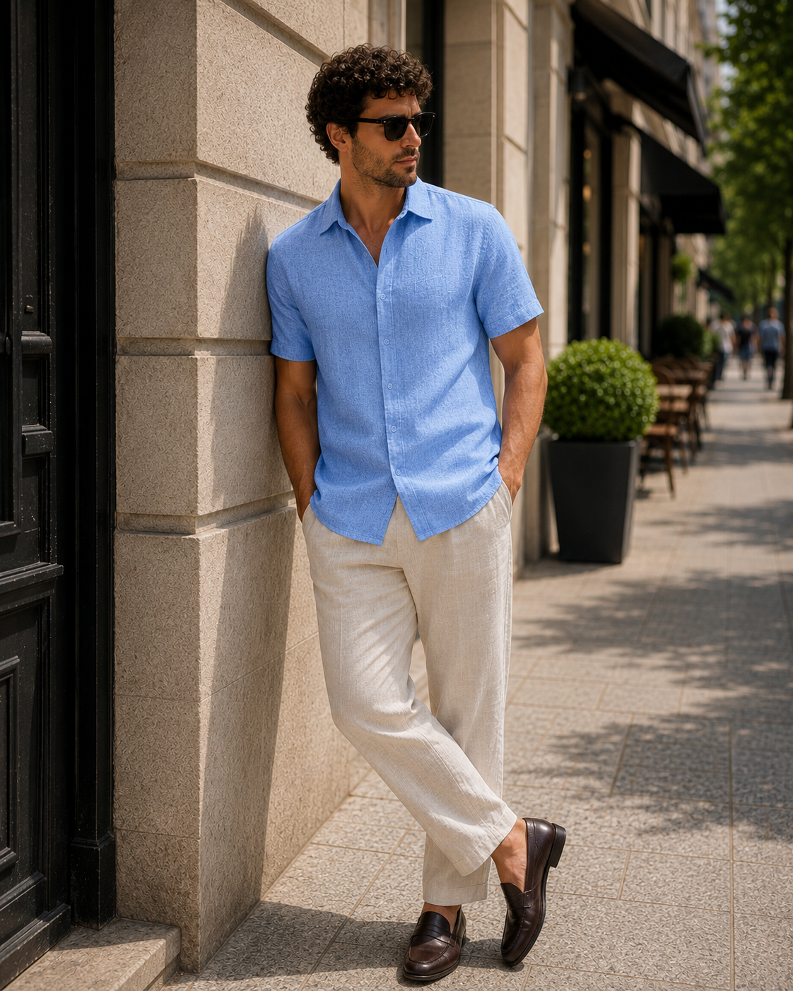 Men's Linen Short Sleeve Shirt | Men | Linen Blend | Breathable Lightweight Summer Button-Up | Steven & Levon