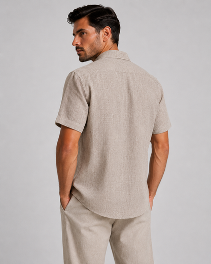 Men's Linen Short Sleeve Shirt | Men | Linen Blend | Breathable Lightweight Summer Button-Up | Steven & Levon