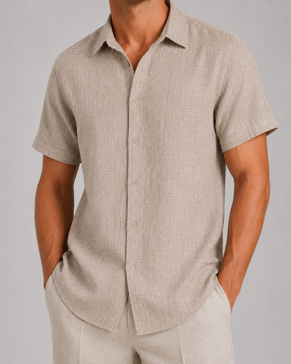 Men's Linen Short Sleeve Shirt | Men | Linen Blend | Breathable Lightweight Summer Button-Up | Steven & Levon