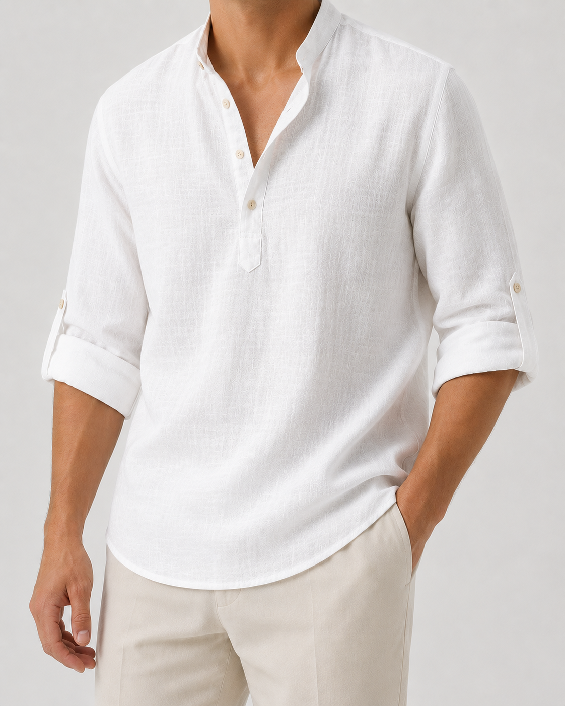 Men's Linen Long Sleeve Collar Shirt | Men | Breathable Lightweight Linen | Casual Summer Wear | Steven & Levon