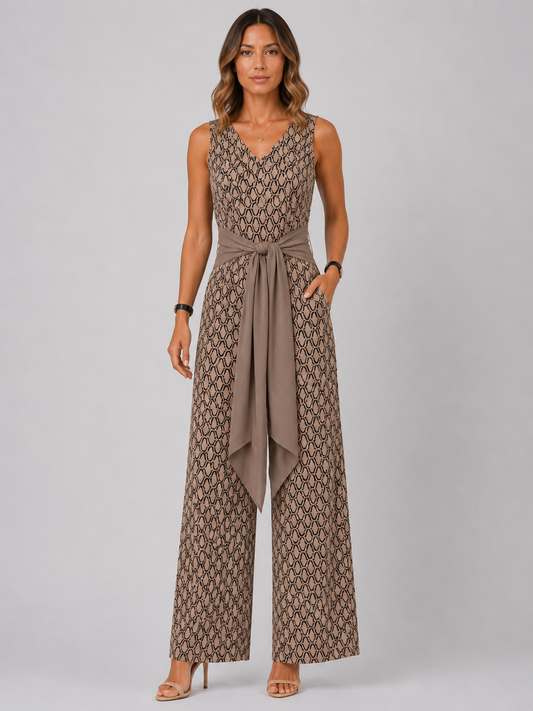 Ideal Elegant Jumpsuit | Women | Lightweight Polyester Fabric | Wide-Leg One-Piece | Smart Casual & Occasion Wear | Steven & Levon