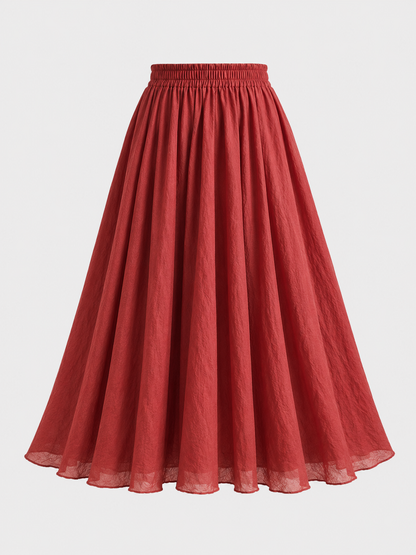 Bohemian Linen Maxi Skirt | Women | Polyester | High Waist A-Line Flowy Boho Style | Steven & Levon