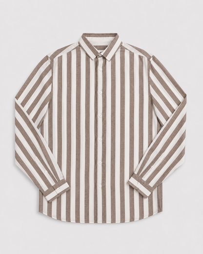 Men's Striped Long Sleeve Shirt | Breathable Button-Up Casual Shirt | Polyester Fiber | Lightweight Summer Wear | Steven & Levon