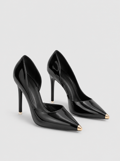 Asymmetric Stiletto Pumps | Women | Black | Pointed Toe | Steven & Levon