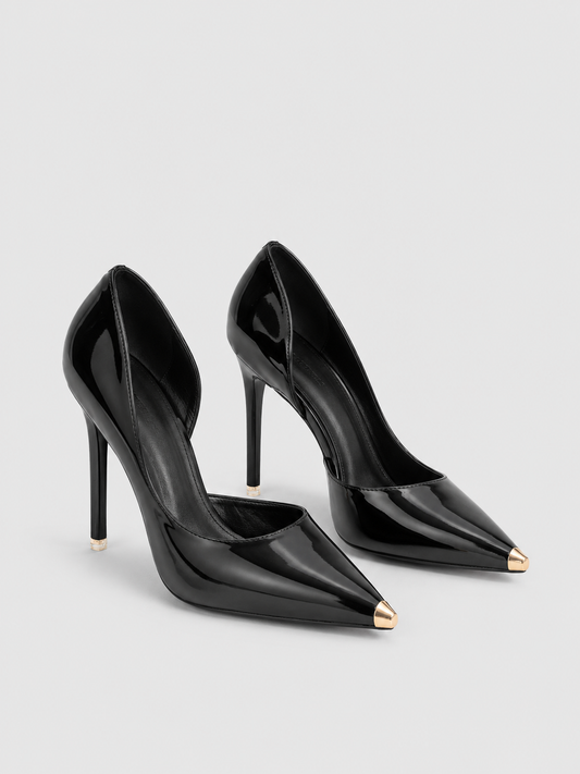 Asymmetric Stiletto Pumps | Women | Black | Pointed Toe | Steven & Levon