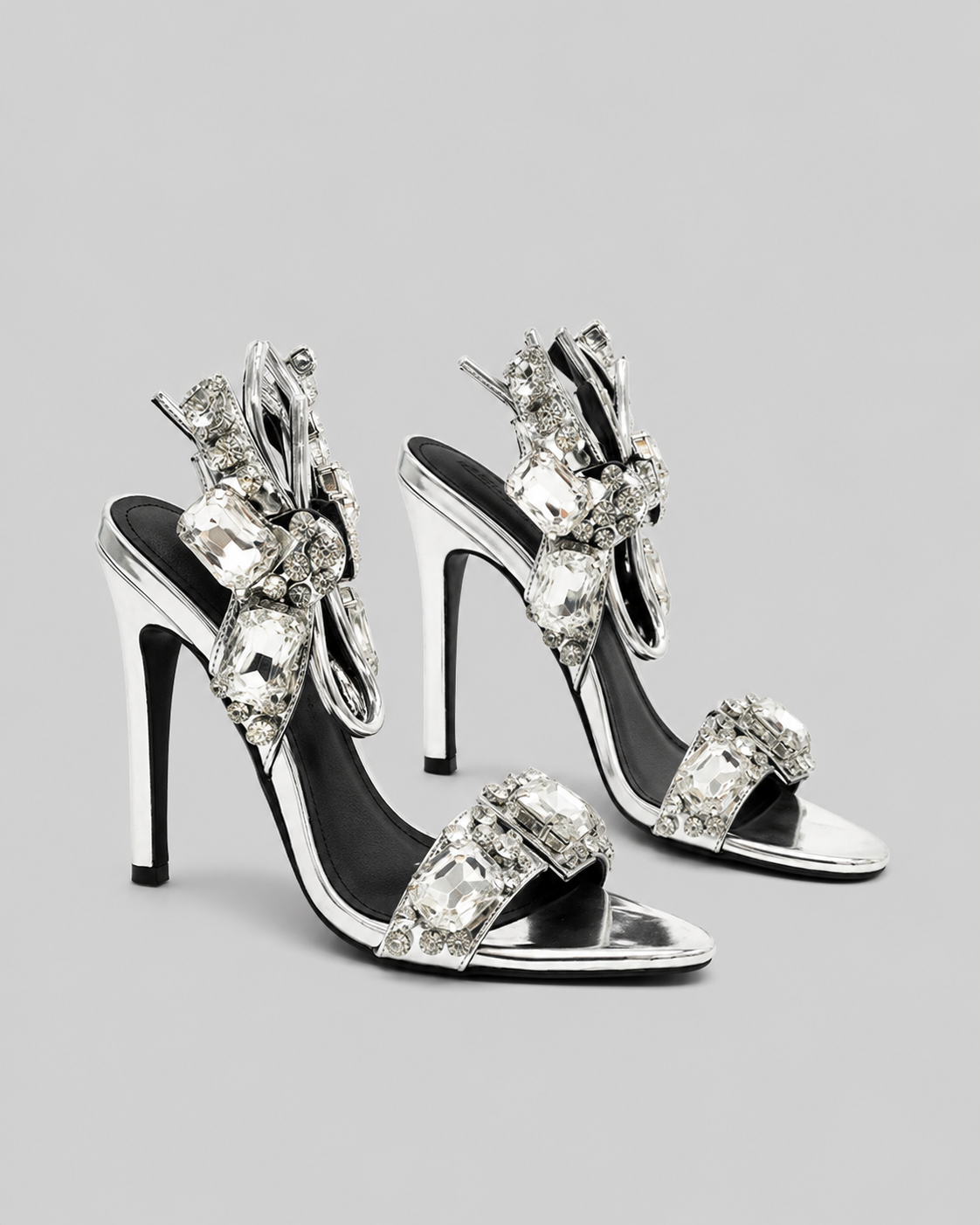 Rhinestone High Heels | Women | Silver | Crystal Embellished | Steven & Levon