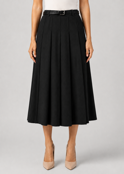 Women's Casual Midi Skirt | Women | High Waist | Flowy A-Line | Versatile Everyday Wear | Steven & Levon