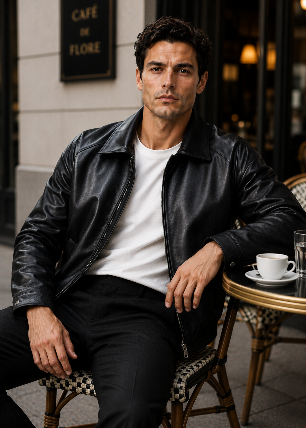 Men's Leather Bomber Jacket | Genuine Leather | Zip Front, Elastic Hem Casual Outerwear | Steven & Levon