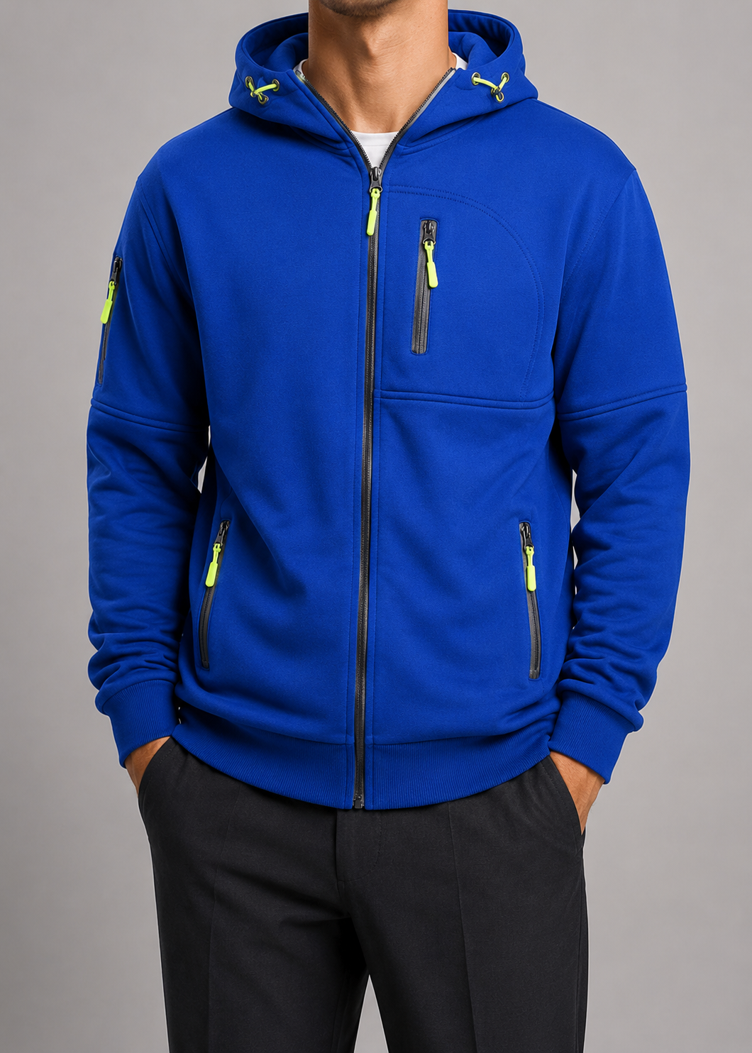 Zip-Up Hoodie | Men's Hoodie | Cotton Blend | Drawstring Hood & Multiple Zipper Pockets | Steven & Levon