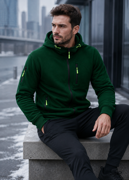 Zip-Up Hoodie | Men's Hoodie | Cotton Blend | Drawstring Hood & Multiple Zipper Pockets | Steven & Levon