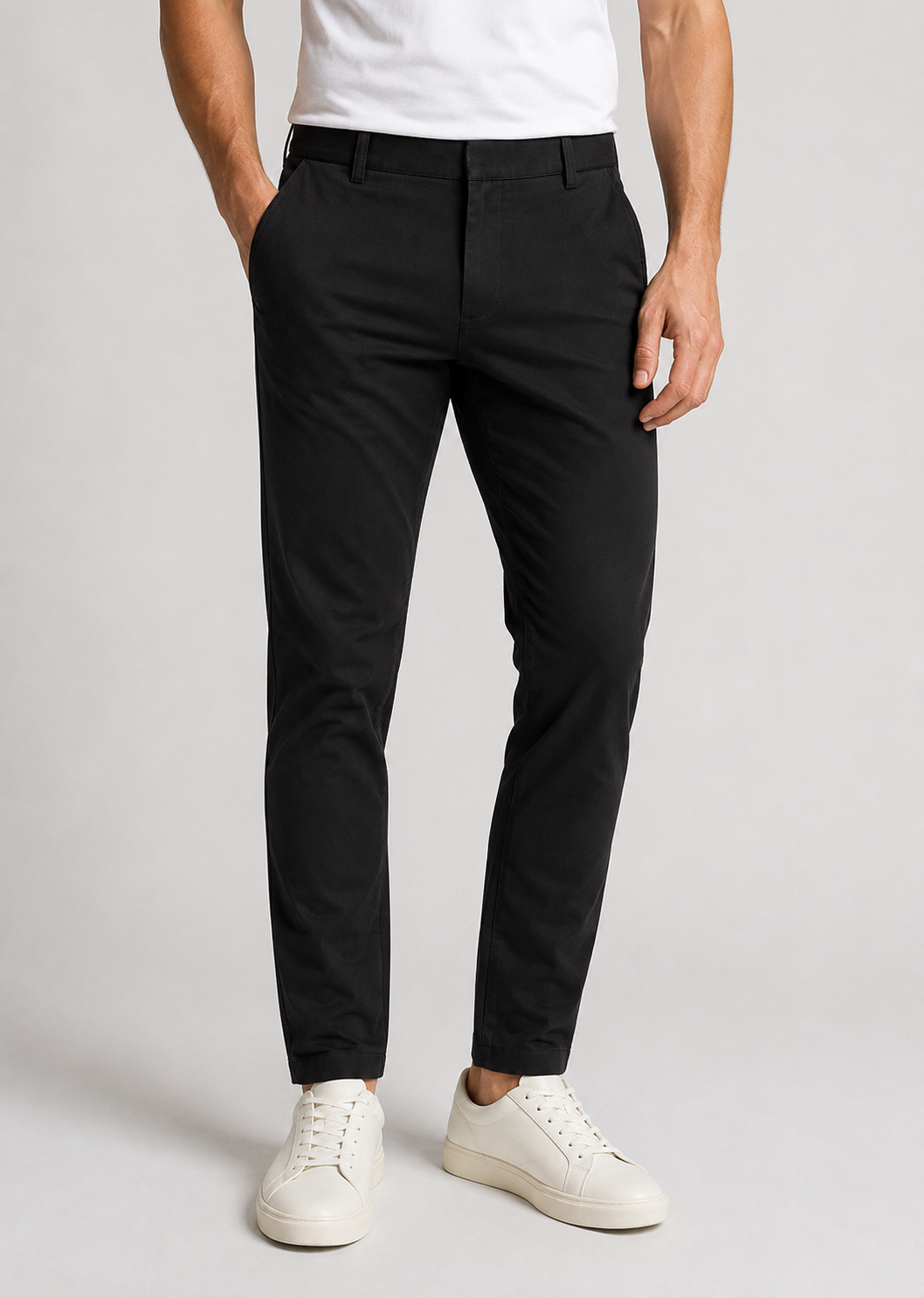 Men's Slim Fit Chino Trousers | Elastic Waist | Tapered Smart Casual Pants | Steven & Levon