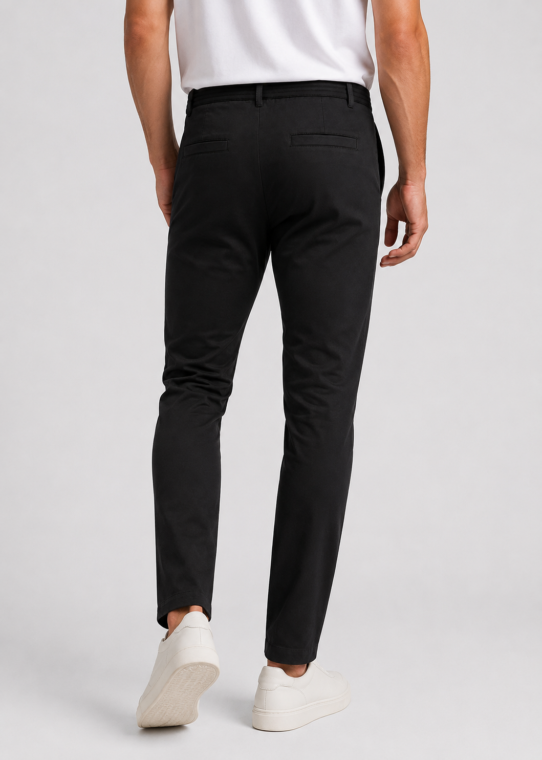 Men's Slim Fit Chino Trousers | Elastic Waist | Tapered Smart Casual Pants | Steven & Levon