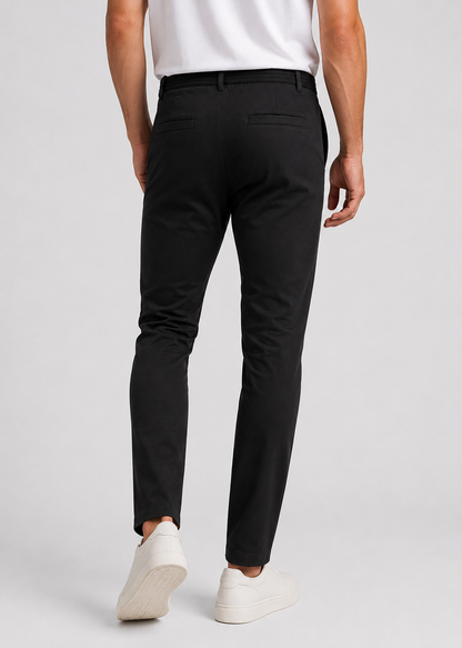 Men's Slim Fit Chino Trousers | Elastic Waist | Tapered Smart Casual Pants | Steven & Levon
