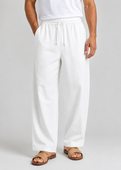 Men's Linen Drawstring Trousers | Linen Blend | Lightweight Relaxed Fit Pants | Steven & Levon