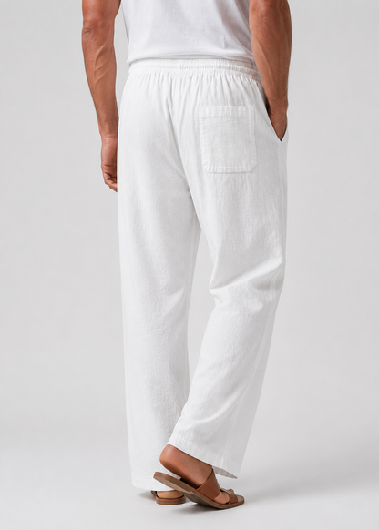 Men's Linen Drawstring Trousers | Linen Blend | Lightweight Relaxed Fit Pants | Steven & Levon