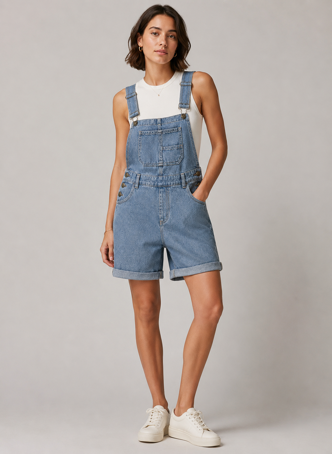 Sleeveless Denim Jumpsuit | Women | Denim | Sleeveless Relaxed Fit One-Piece | Casual Everyday Wear | Steven & Levon