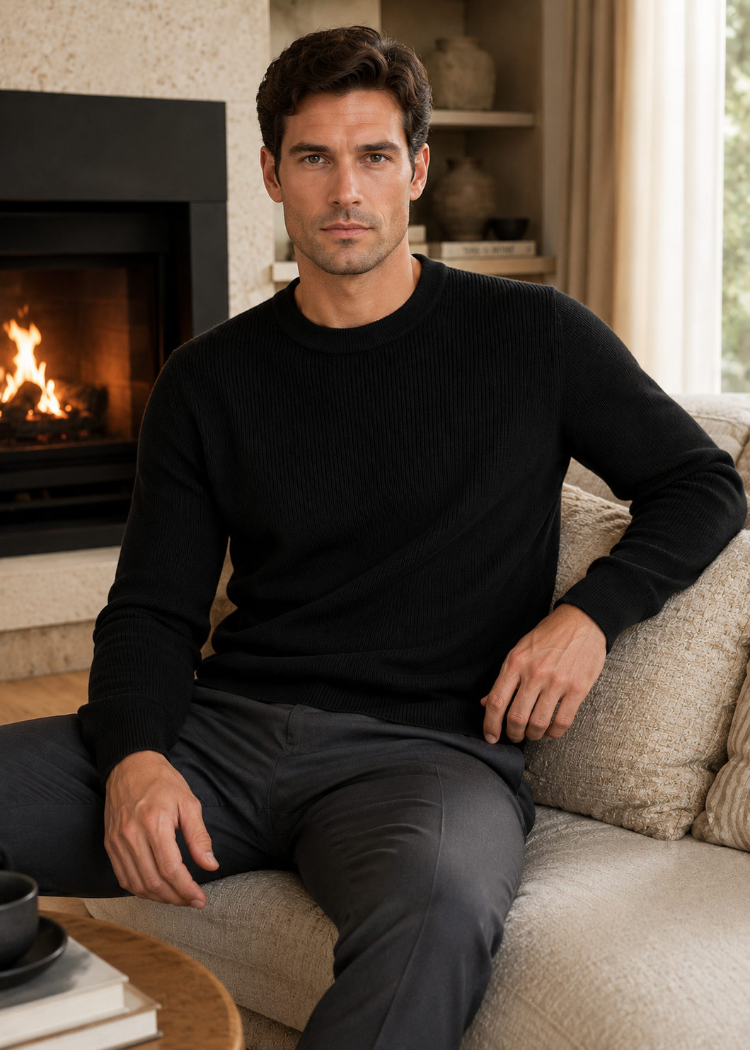 Men’s Ribbed Knit Sweater | Soft Knit Jumper | Textured Design | Everyday Comfort | Steven & Levon