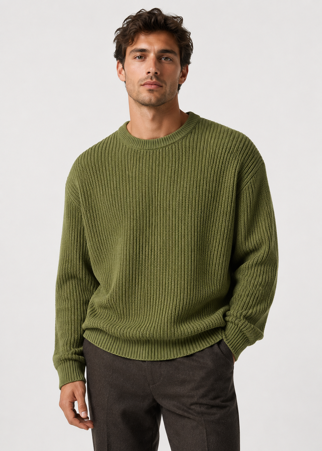 Men’s Oversized Knitted Sweater | Ribbed Knit Jumper | Soft Knit Fabric | Relaxed Fit | Steven & Levon