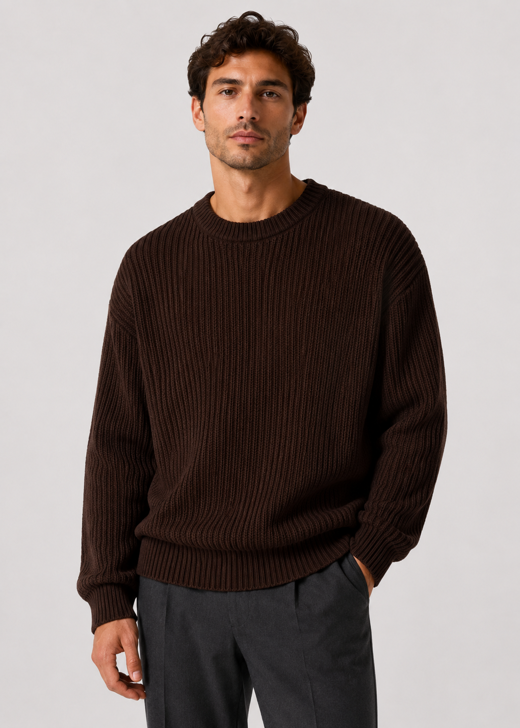 Men’s Oversized Knitted Sweater | Ribbed Knit Jumper | Soft Knit Fabric | Relaxed Fit | Steven & Levon