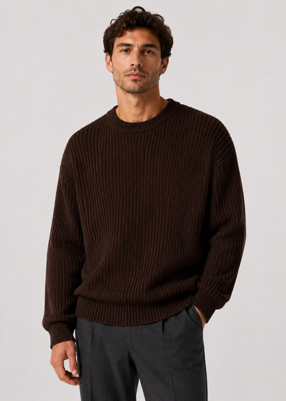 Men’s Oversized Knitted Sweater | Ribbed Knit Jumper | Soft Knit Fabric | Relaxed Fit | Steven & Levon