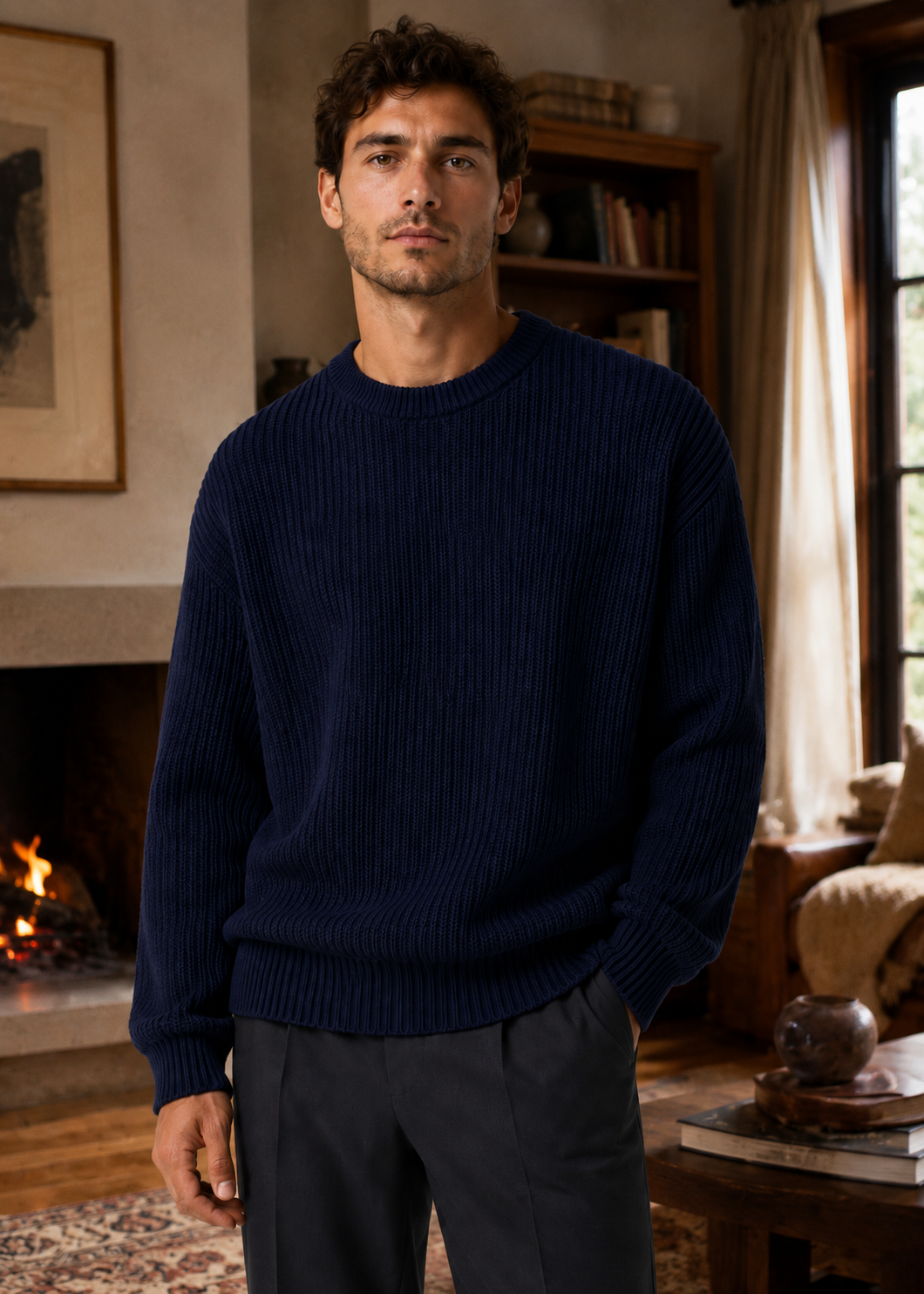 Men’s Oversized Knitted Sweater | Ribbed Knit Jumper | Soft Knit Fabric | Relaxed Fit | Steven & Levon