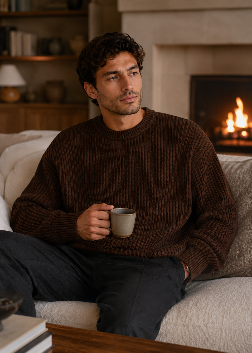 Men’s Oversized Knitted Sweater | Ribbed Knit Jumper | Soft Knit Fabric | Relaxed Fit | Steven & Levon