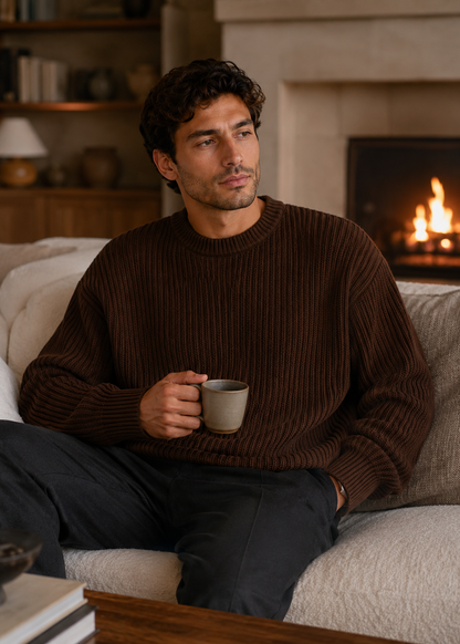Men’s Oversized Knitted Sweater | Ribbed Knit Jumper | Soft Knit Fabric | Relaxed Fit | Steven & Levon