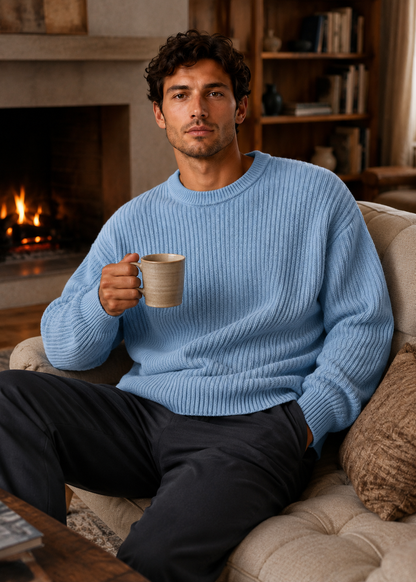 Men’s Oversized Knitted Sweater | Ribbed Knit Jumper | Soft Knit Fabric | Relaxed Fit | Steven & Levon