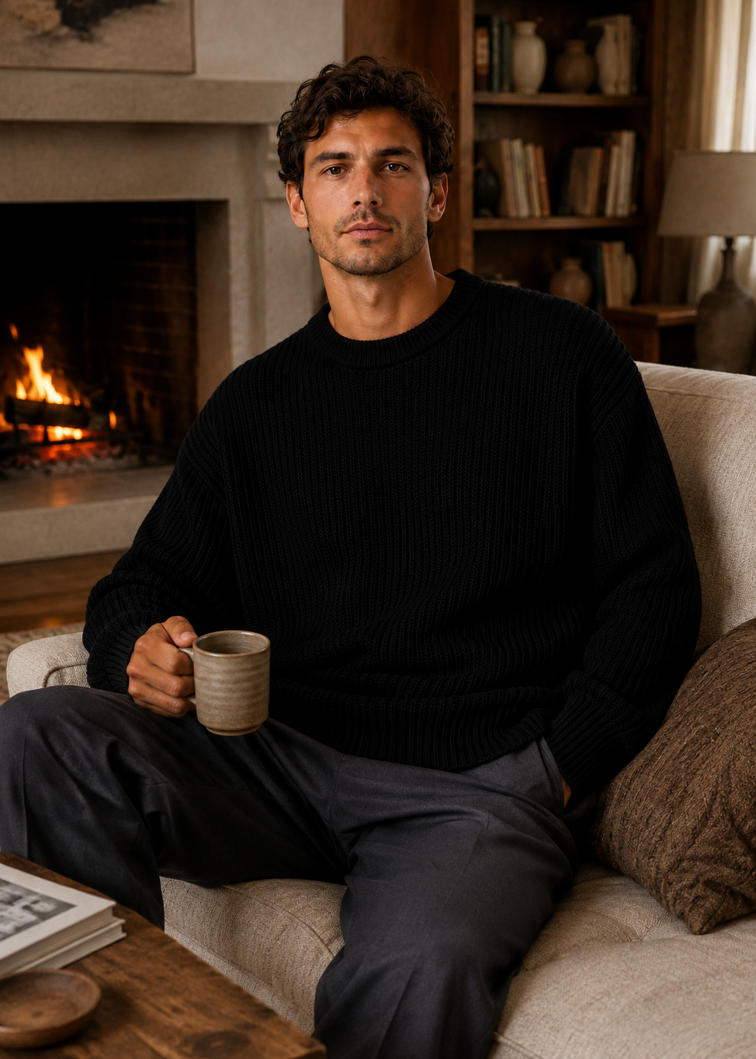 Men’s Oversized Knitted Sweater | Ribbed Knit Jumper | Soft Knit Fabric | Relaxed Fit | Steven & Levon