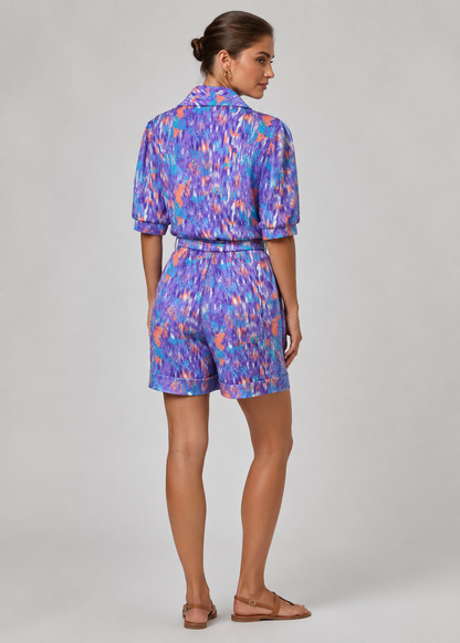 Women's Belted Short Jumpsuit | Vibrant Print Romper | Women's Playsuit | Adjustable Waist | Casual Summer Outfit | Steven & Levon