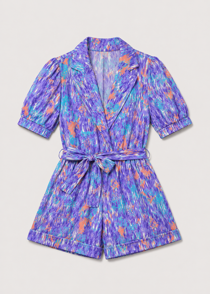 Women's Belted Short Jumpsuit | Vibrant Print Romper | Women's Playsuit | Adjustable Waist | Casual Summer Outfit | Steven & Levon