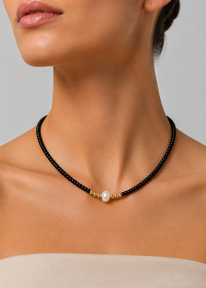 Freshwater Pearl Necklace | Women | Handcrafted Jewelry | Glass Mica Beads | Elegant Gift | Steven & Levon