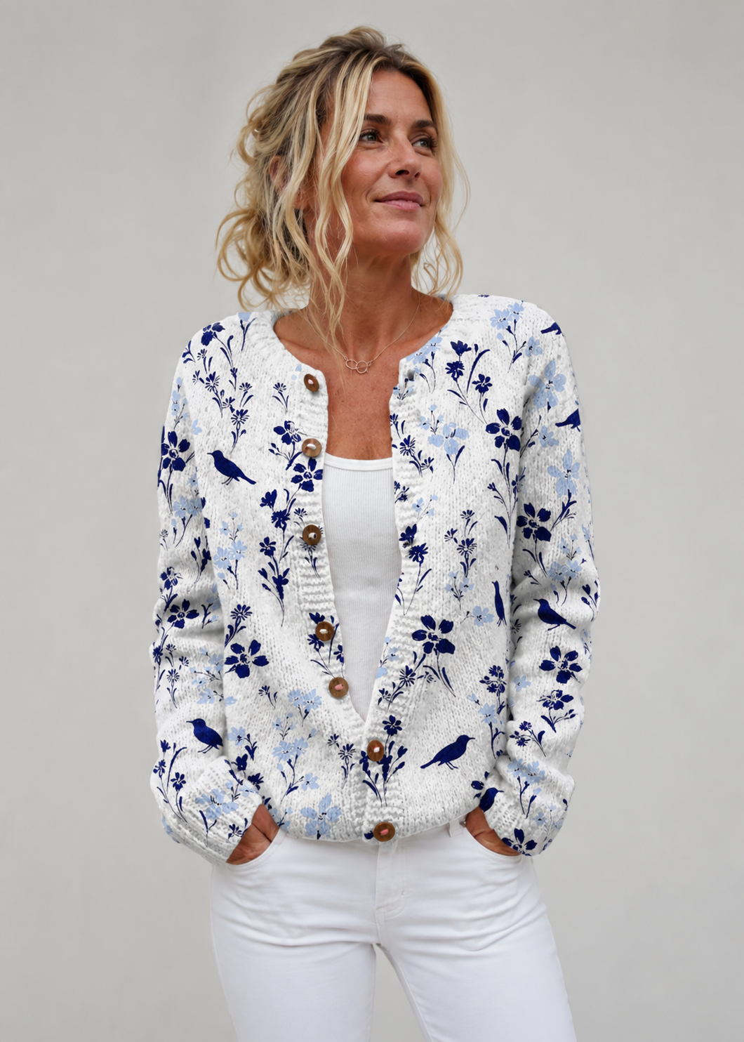 Floral Knit Cardigan | Women's Vintage Button-Up Sweater | Steven & Levon