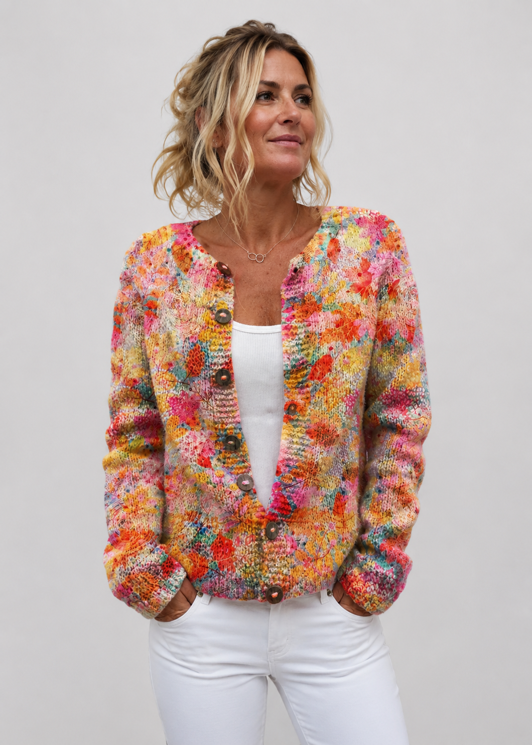 Floral Knit Cardigan | Women's Button-Up Sweater | Steven & Levon