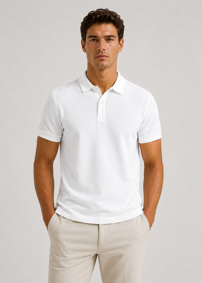 Men's Short Sleeve Polo Shirt | Slim Fit Polo Top | Men | Breathable Blend | Structured Collar Casual Smart Shirt | Steven & Levon